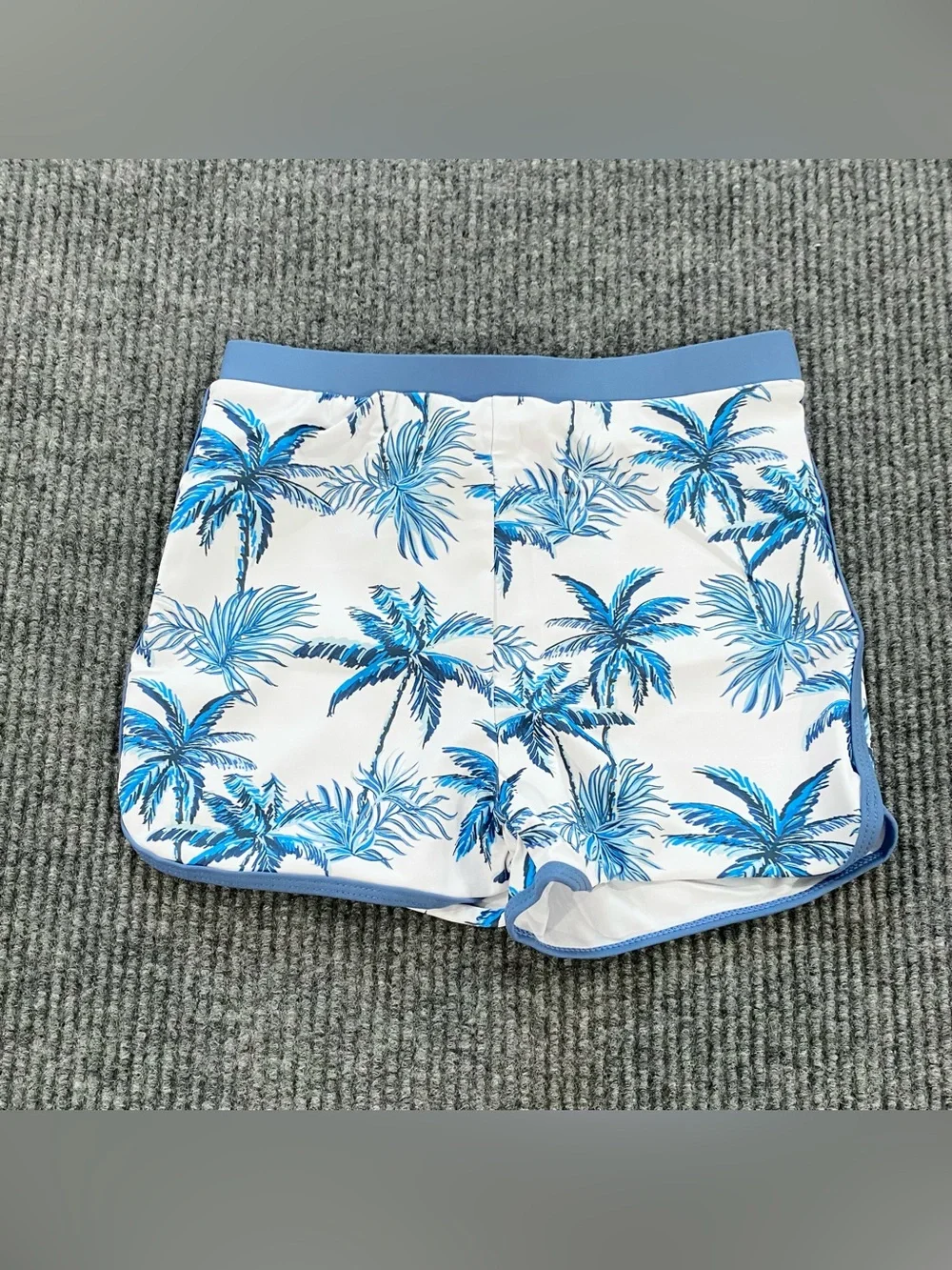 Kids Blue Palm Tree Tropical Rash Guard and Swim Shorts Set Size 12T